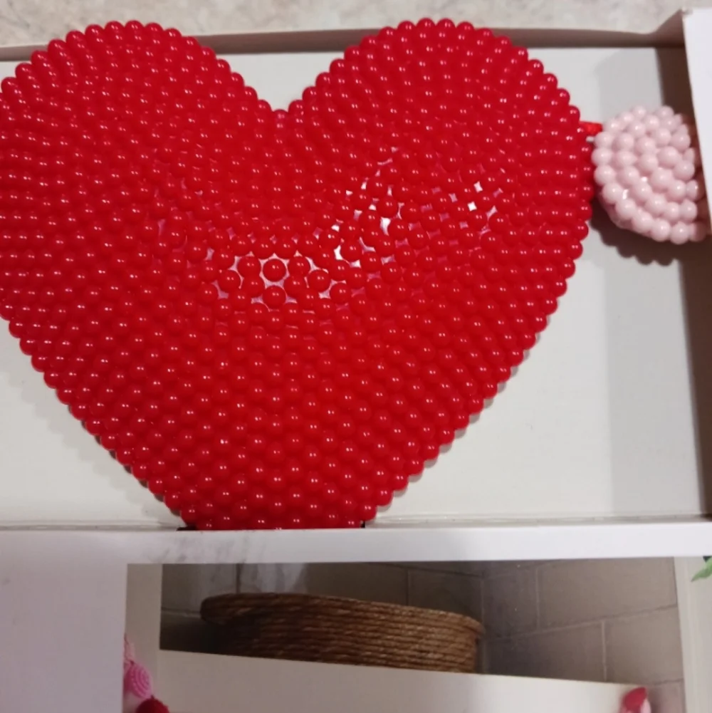 Threshold Valentine Red and Pink Heart Beaded Garland